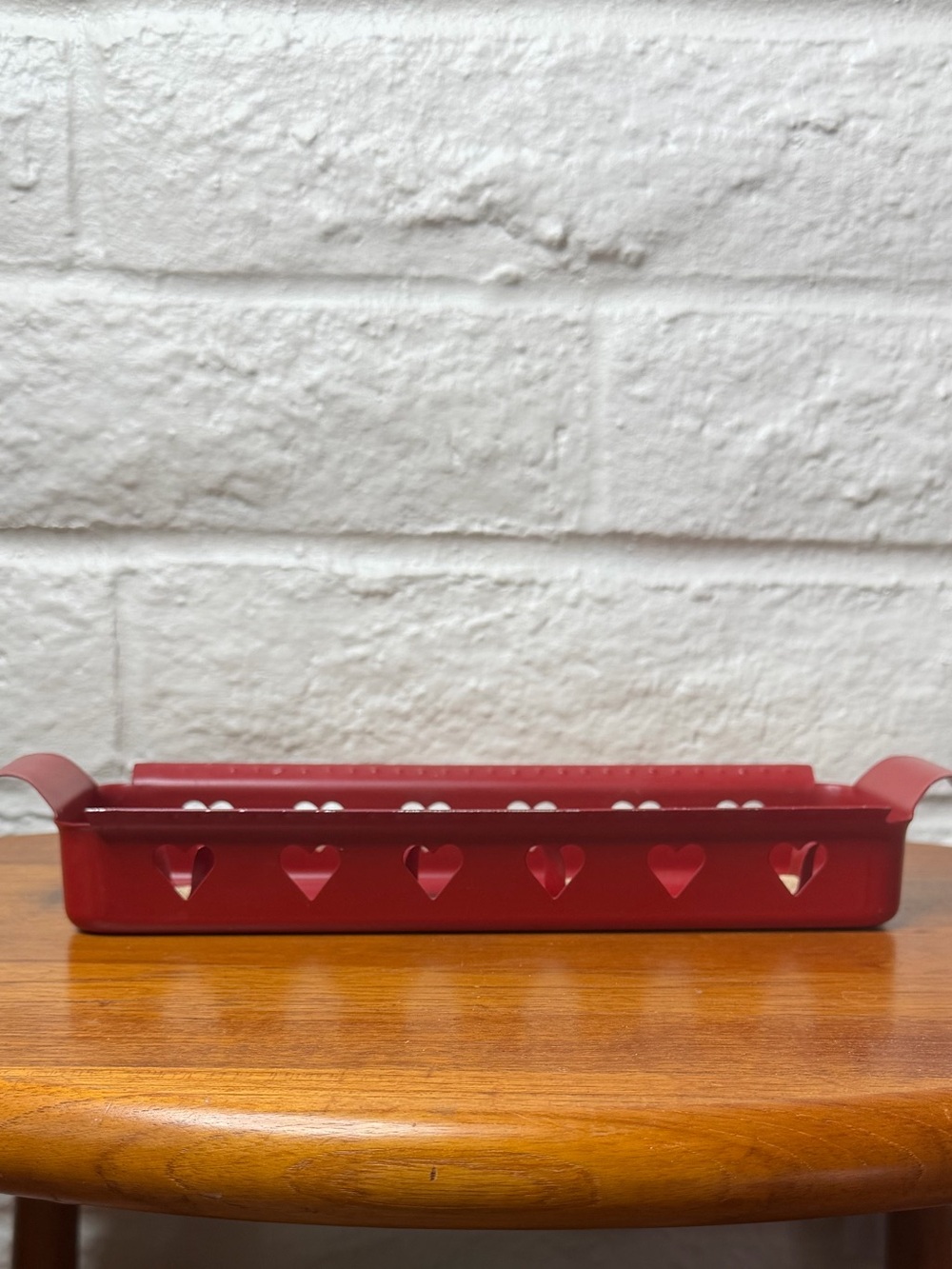 Vintage GERMAN Democratic Republic Red Metal Heart Taper Candle Holder